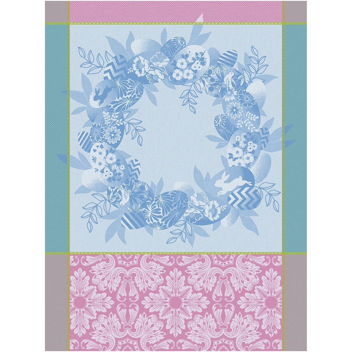 Tea Towel, Couronne de Pâques (Easter Wreath) Blue