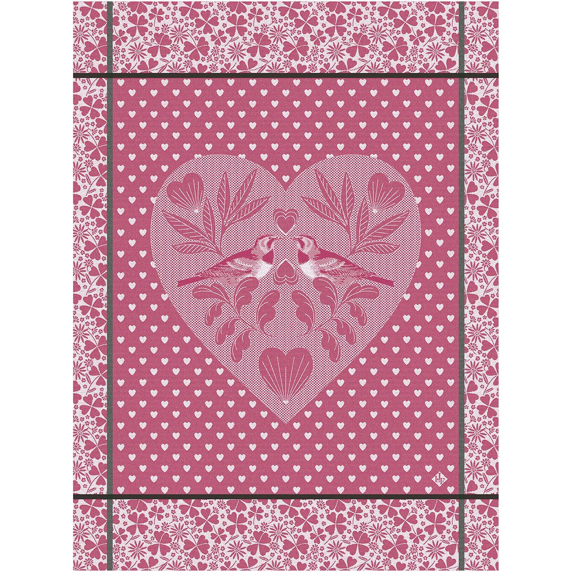 Tea Towel, Valentine Lovebirds, Pink