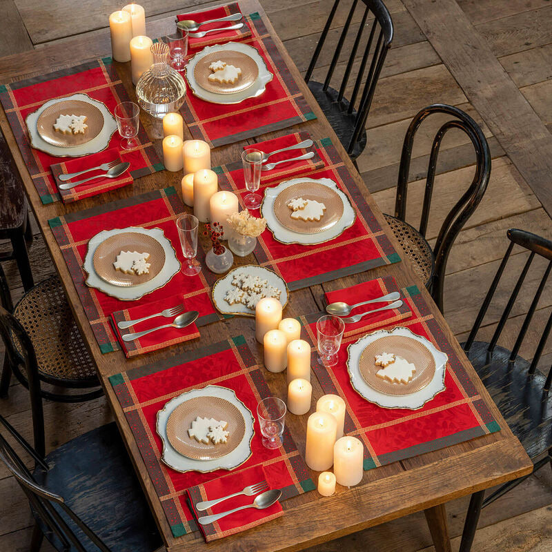 Set de table/serviette de 4 pièces, Poésie d'hiver, Rouge