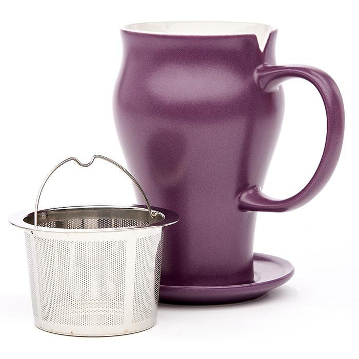 Mug + Infuser, Eggplant or Blue/Grey, 16 oz